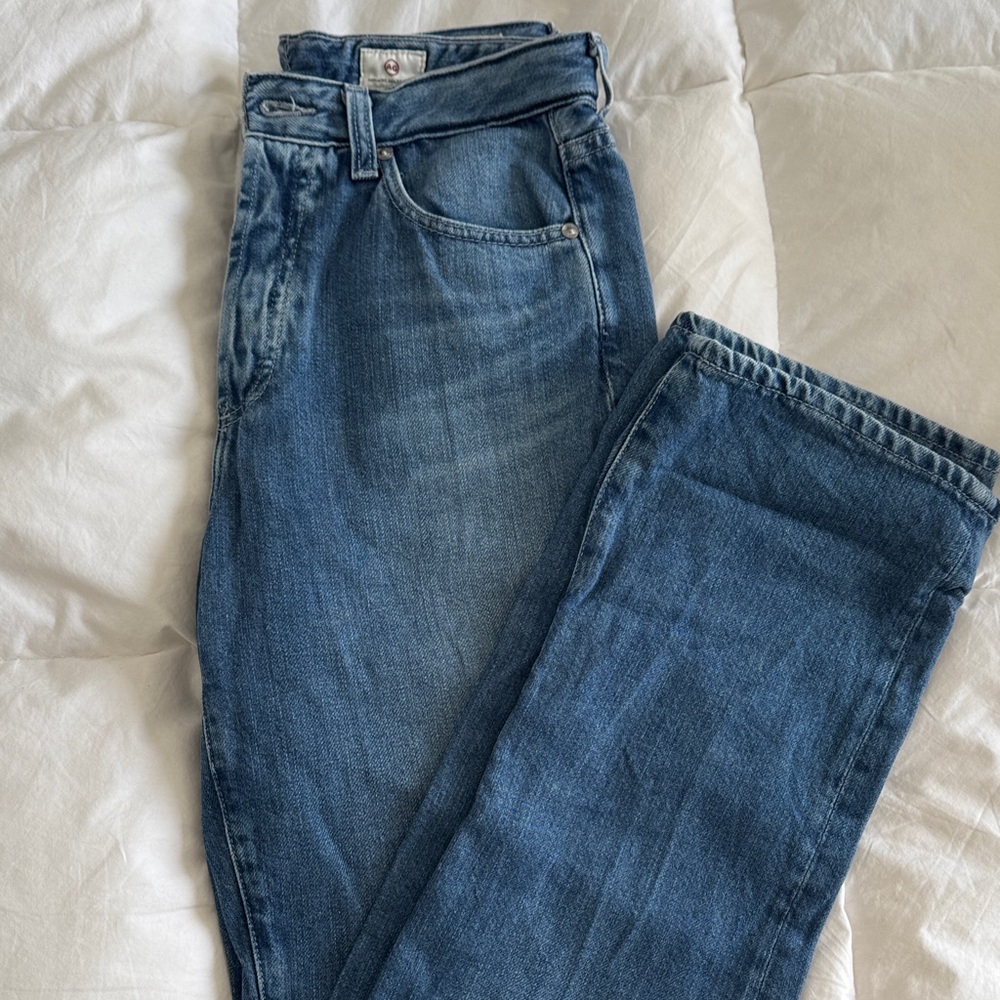 AG Adriano Goldschmied Women’s Straight Leg Jeans in Medium Blue